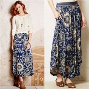 Anthro Lilka Lucerna blue paisley maxi skirt small